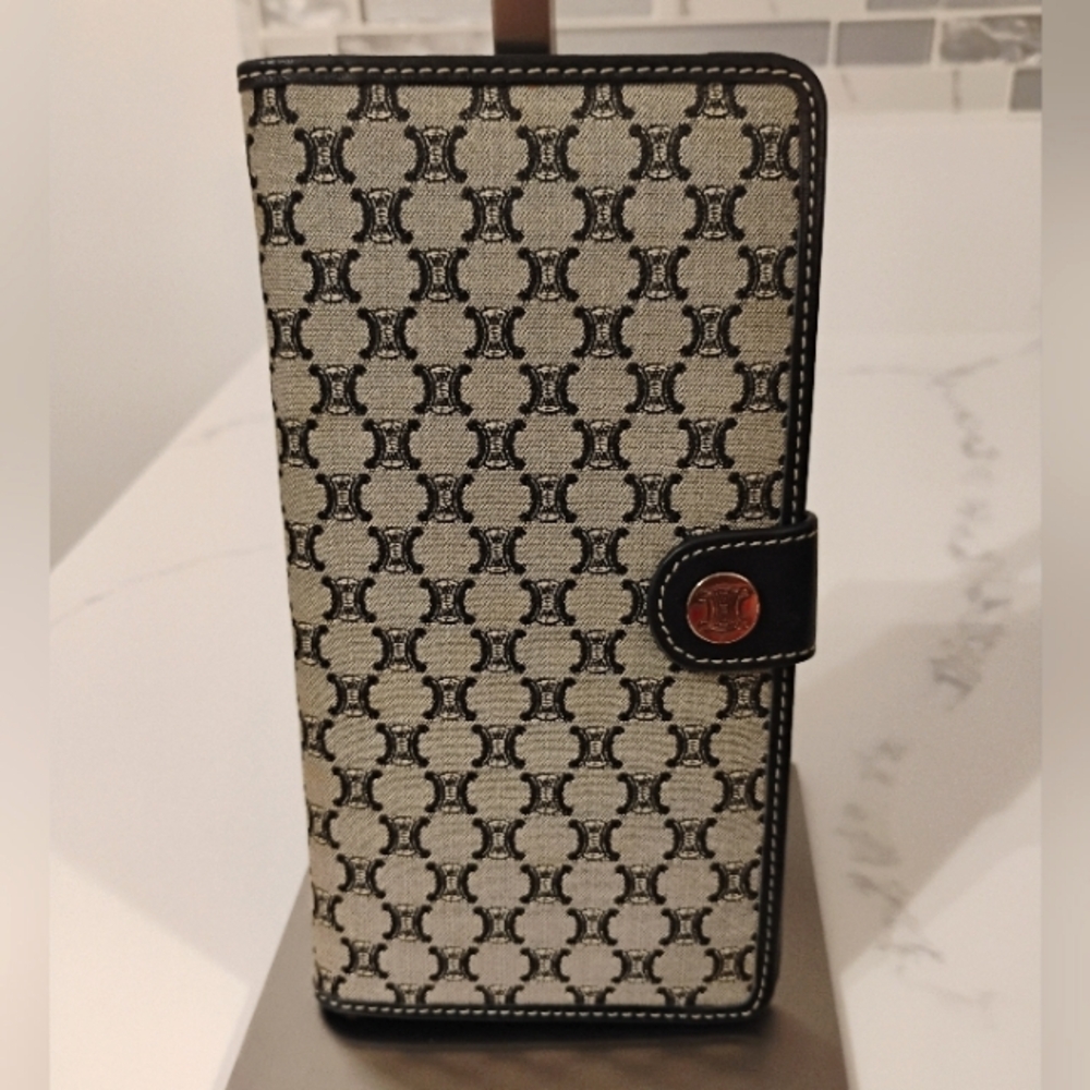 EUC Celine Long Wallet with Black Leather Trim